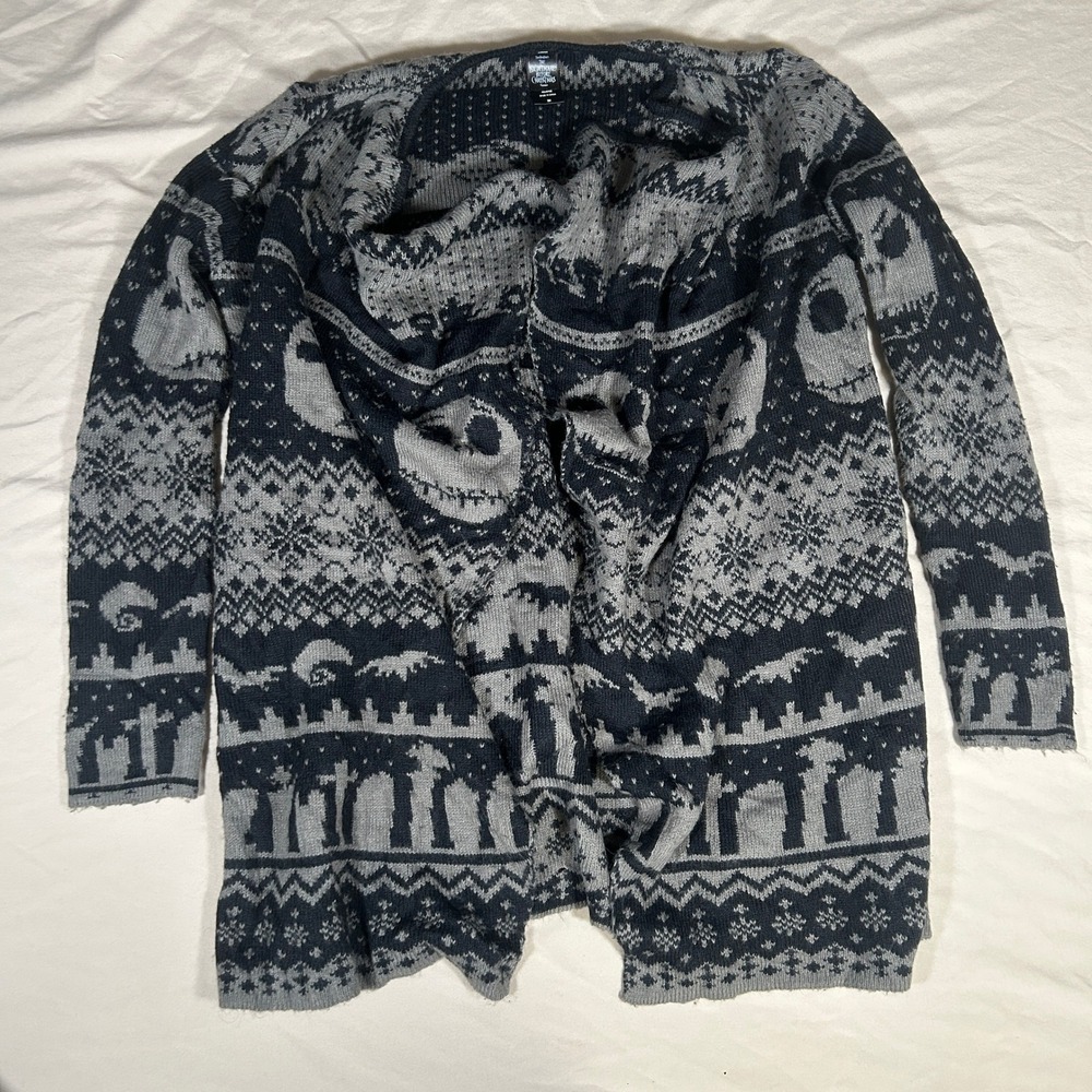 Disney Nightmare Before Christmas Jack Skellington Fair Isle Cardigan Sweater SM